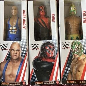 Mattel WWE Action Figures Set - Blue, Red, Green